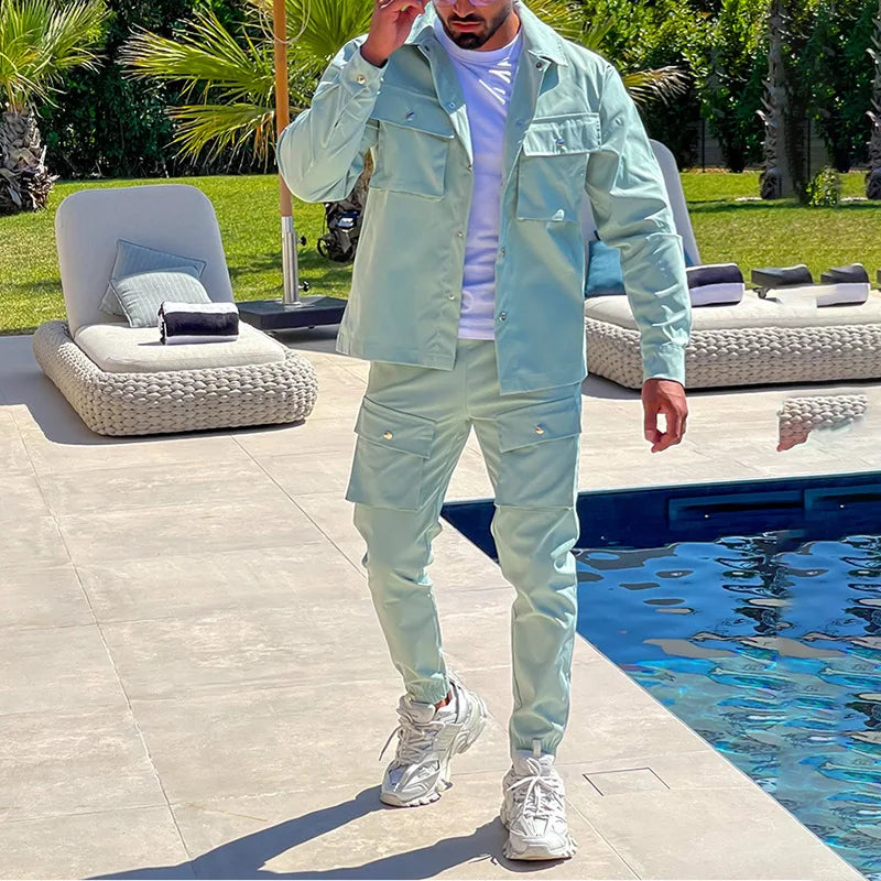 2025 Fashion Men's Casual Sets Male Trend Streetwear Long Sleeve Jacket Coat Pants Sport 2 Pieces New Men Clothing Suit