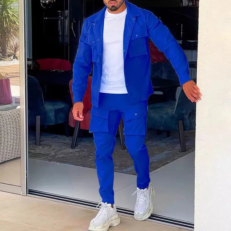 2025 Fashion Men's Casual Sets Male Trend Streetwear Long Sleeve Jacket Coat Pants Sport 2 Pieces New Men Clothing Suit