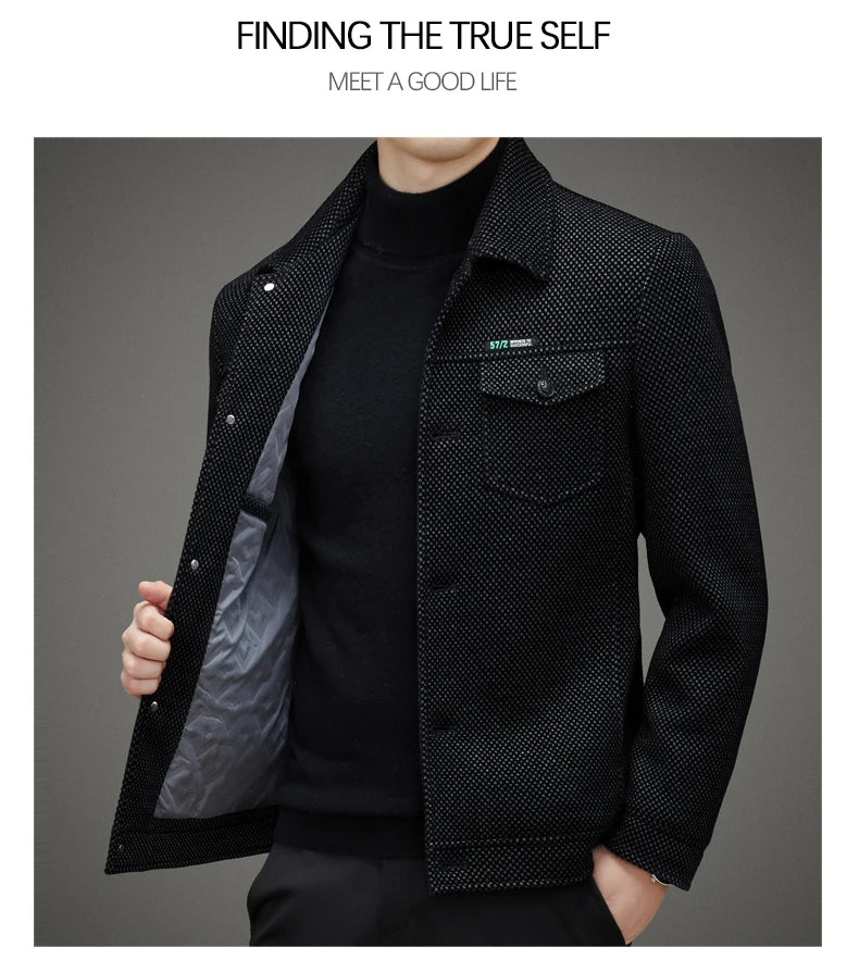 Men's Thick Casual Coat High Quality Lapel Trend Spring Autumn Jacket 2025 New Middle-aged Dad Wear Top All