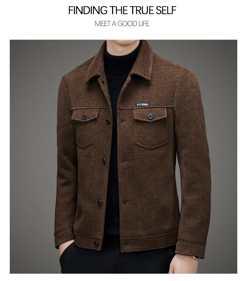 Men's Thick Casual Coat High Quality Lapel Trend Spring Autumn Jacket 2025 New Middle-aged Dad Wear Top All