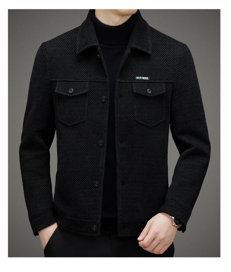 Men's Thick Casual Coat High Quality Lapel Trend Spring Autumn Jacket 2025 New Middle-aged Dad Wear Top All