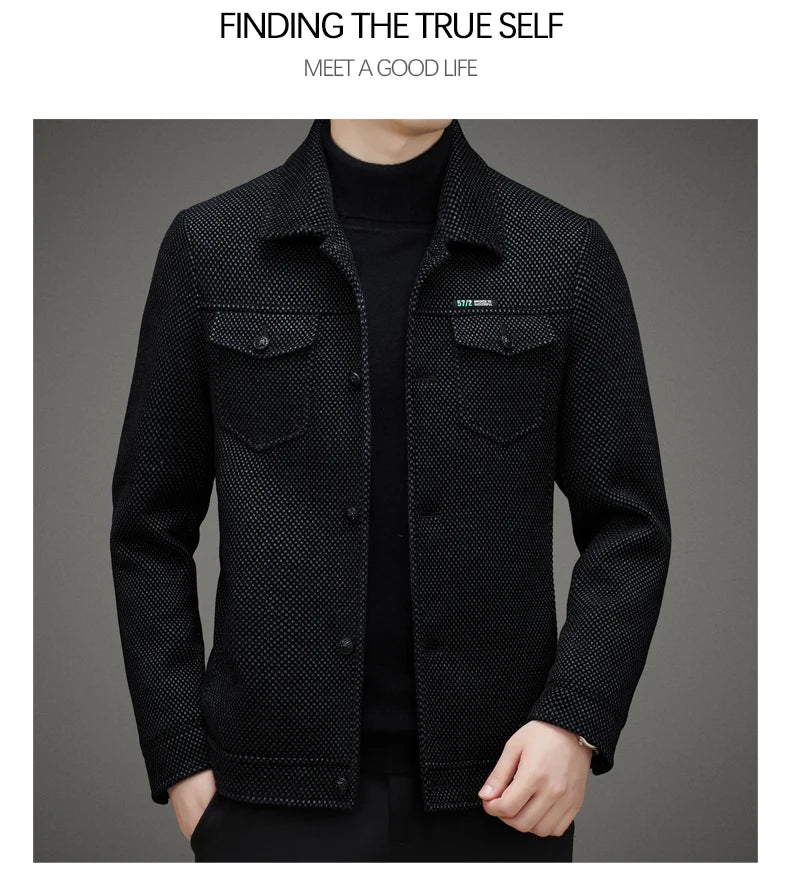 Men's Thick Casual Coat High Quality Lapel Trend Spring Autumn Jacket 2025 New Middle-aged Dad Wear Top All