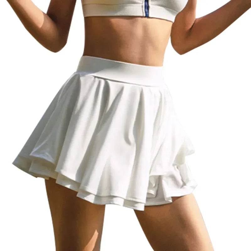 Women's Sporty Tennis Skirt Dance Cover up Fitness Running Short Skirt Breathable Anti Light Naked Sensation Half Body Skirt