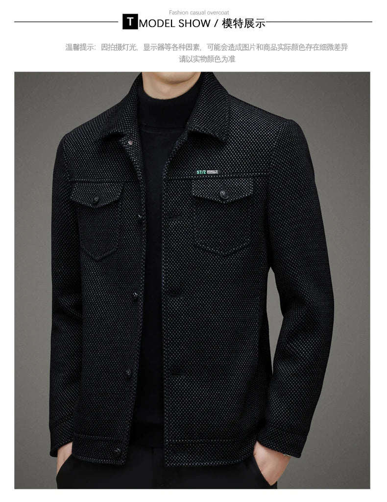 Men's Thick Casual Coat High Quality Lapel Trend Spring Autumn Jacket 2025 New Middle-aged Dad Wear Top All