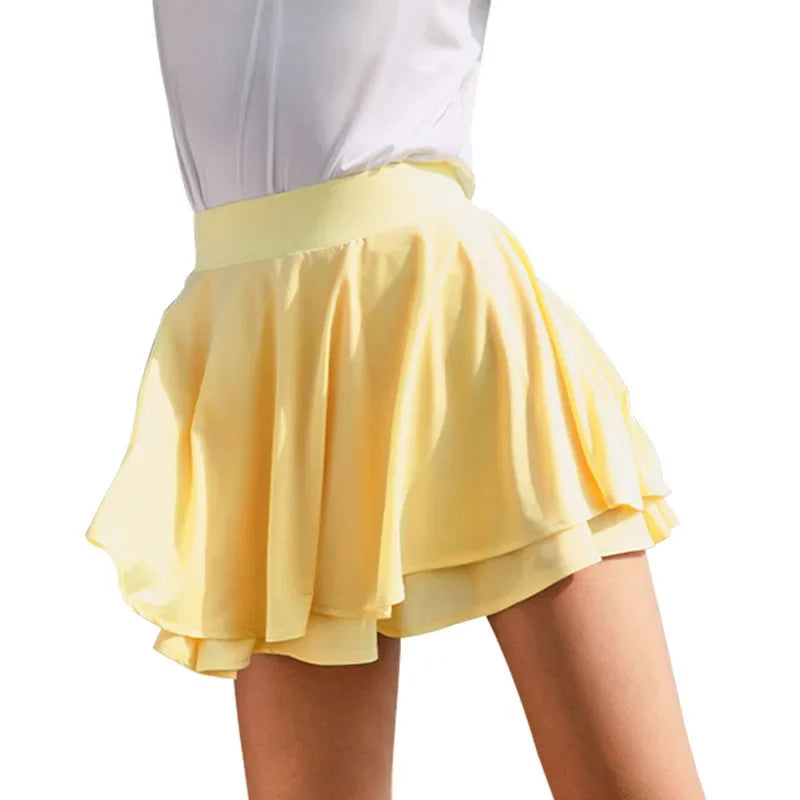 Women's Sporty Tennis Skirt Dance Cover up Fitness Running Short Skirt Breathable Anti Light Naked Sensation Half Body Skirt