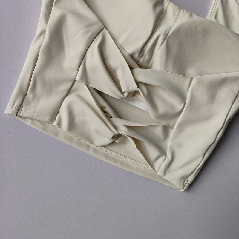 Sports Underwear Women with Chest Pad Halter Neck Cross Yoga Beautiful Back Training Running Vest Style Gathering Fitness Bra