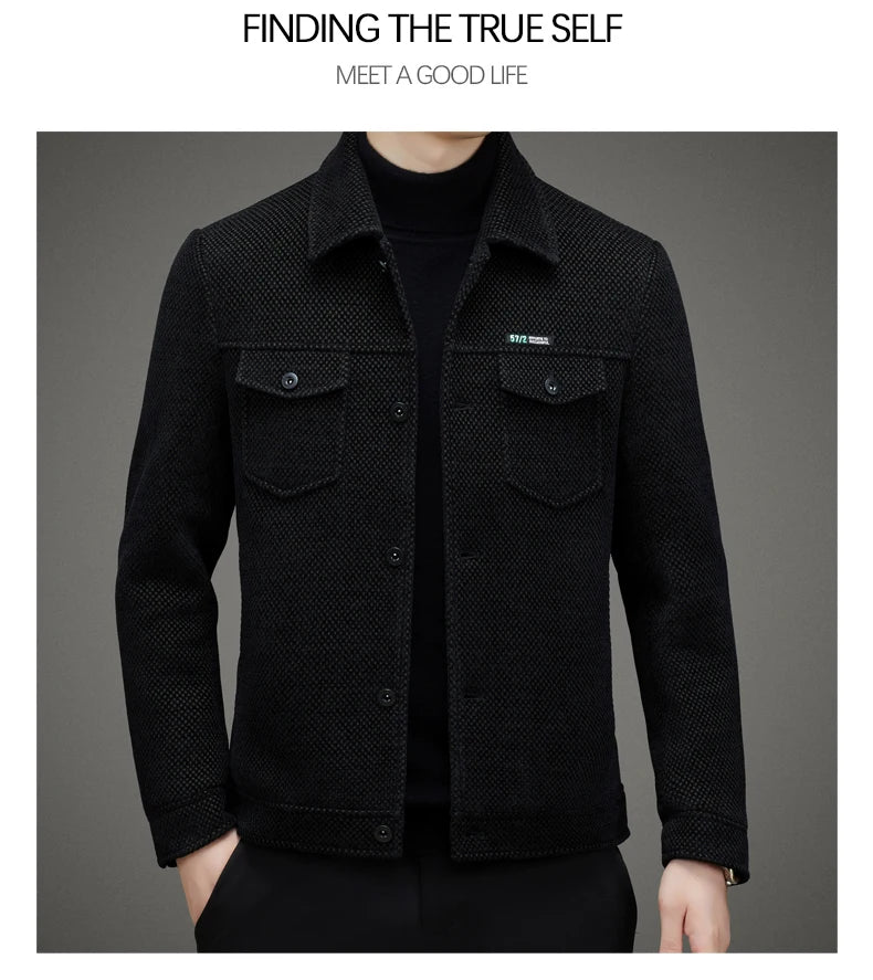 Men's Thick Casual Coat High Quality Lapel Trend Spring Autumn Jacket 2025 New Middle-aged Dad Wear Top All