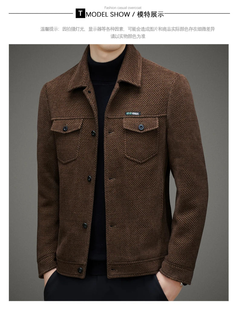 Men's Thick Casual Coat High Quality Lapel Trend Spring Autumn Jacket 2025 New Middle-aged Dad Wear Top All