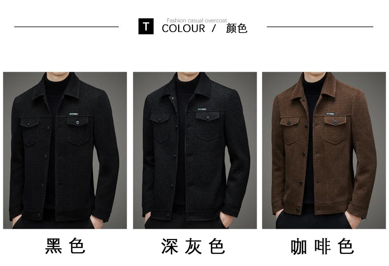 Men's Thick Casual Coat High Quality Lapel Trend Spring Autumn Jacket 2025 New Middle-aged Dad Wear Top All