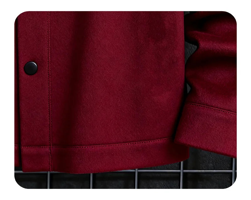 Polyester Brushed Short Jacket for Men, Lapel Button-Down Pocket Coat, Comfortable Casual Autumn Winter Office Business Wear