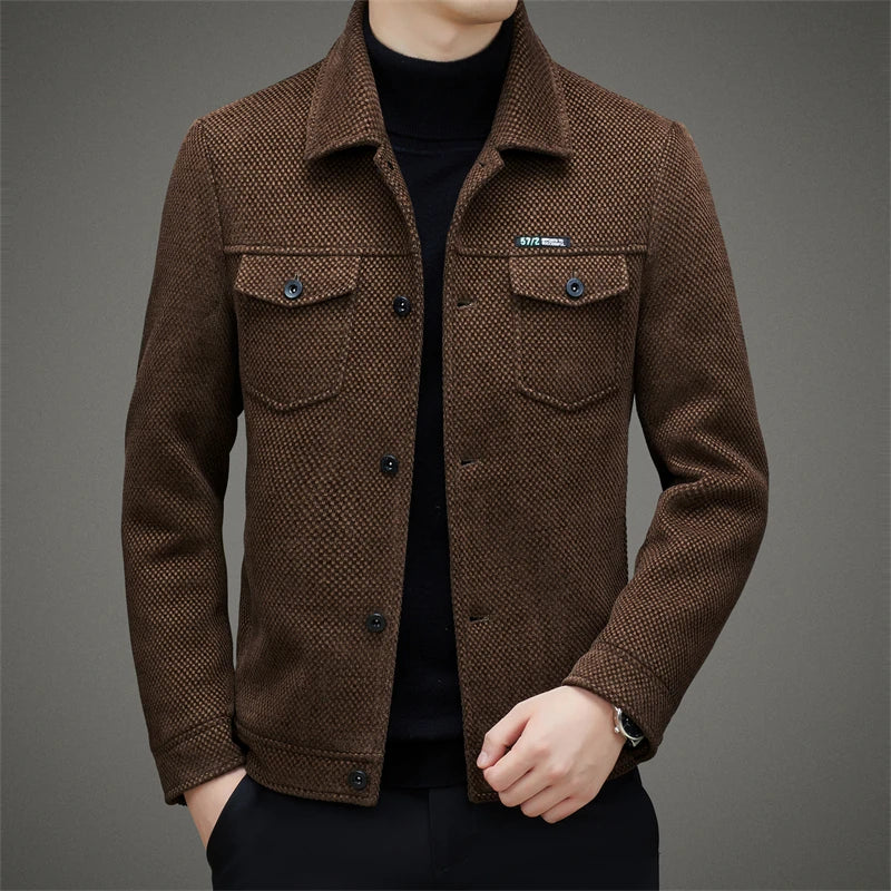Men's Thick Casual Coat High Quality Lapel Trend Spring Autumn Jacket 2025 New Middle-aged Dad Wear Top All