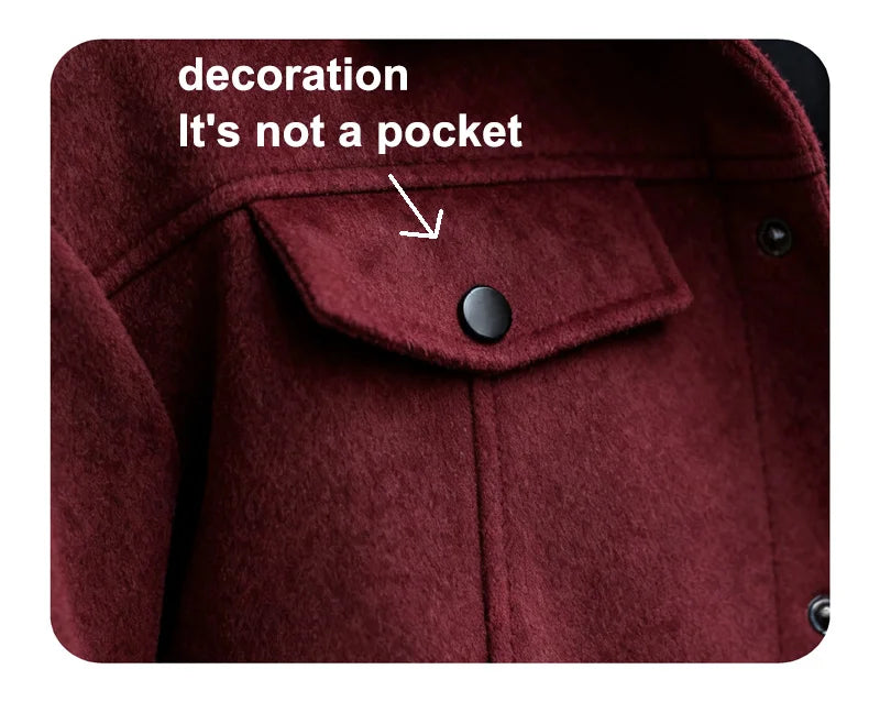 Polyester Brushed Short Jacket for Men, Lapel Button-Down Pocket Coat, Comfortable Casual Autumn Winter Office Business Wear