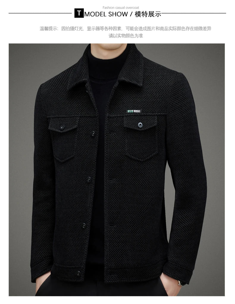 Men's Thick Casual Coat High Quality Lapel Trend Spring Autumn Jacket 2025 New Middle-aged Dad Wear Top All