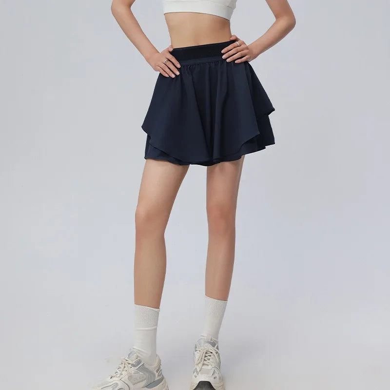 Yoga Short Skirt Anti-exposure High Waist Slimming Skirt for Women in Summer Wear Two-piece Outdoor Running Sports Skirt