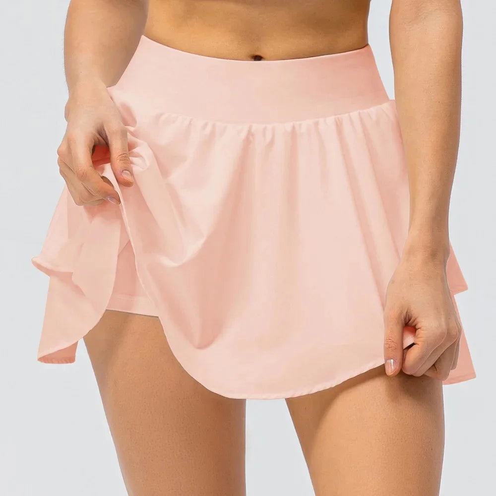 Women's Sporty Tennis Skirt Dance Cover up Fitness Running Short Skirt Breathable Anti Light Naked Sensation Half Body Skirt