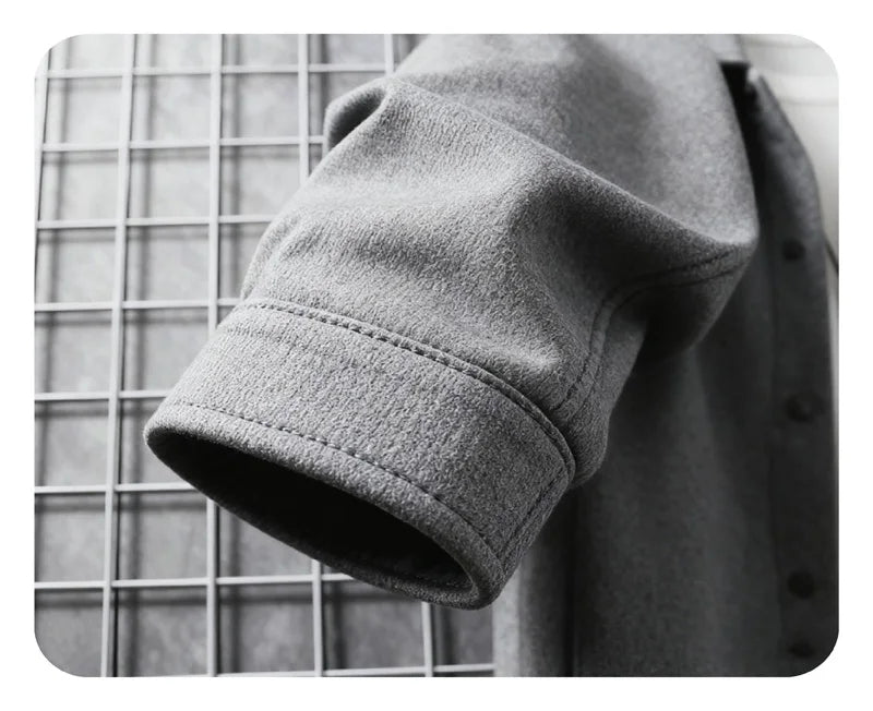 Polyester Brushed Short Jacket for Men, Lapel Button-Down Pocket Coat, Comfortable Casual Autumn Winter Office Business Wear