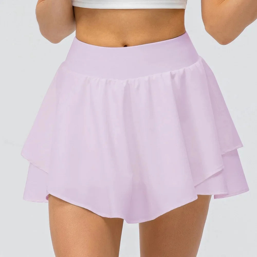 Women's Sporty Tennis Skirt Dance Cover up Fitness Running Short Skirt Breathable Anti Light Naked Sensation Half Body Skirt