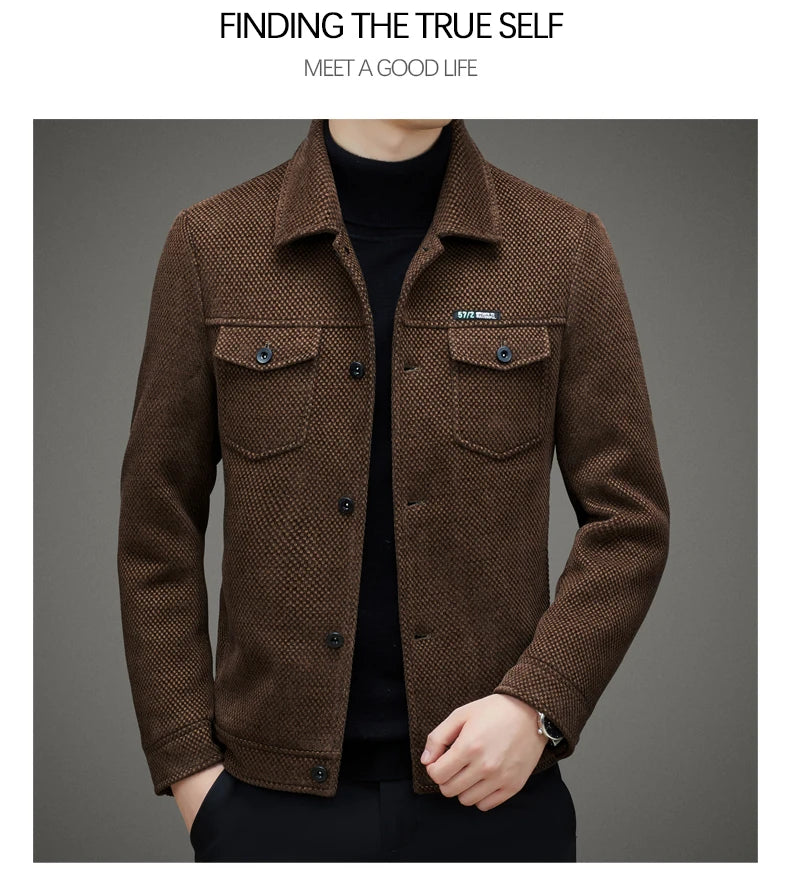 Men's Thick Casual Coat High Quality Lapel Trend Spring Autumn Jacket 2025 New Middle-aged Dad Wear Top All