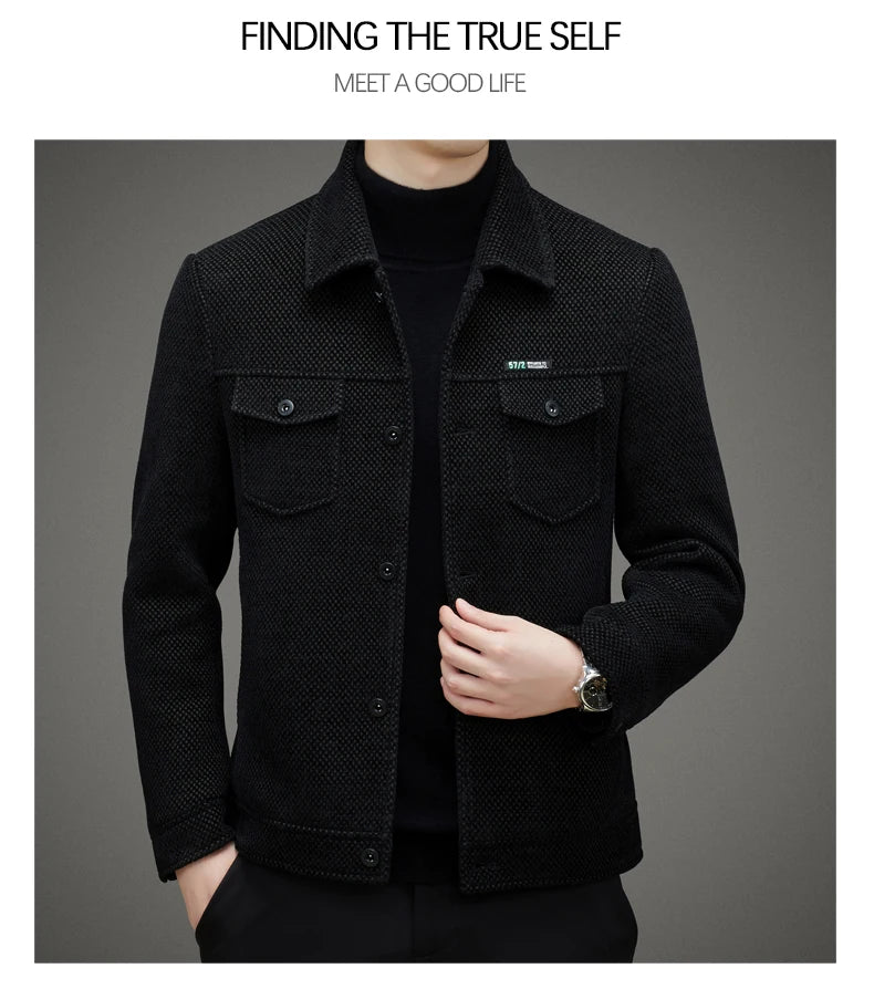 Men's Thick Casual Coat High Quality Lapel Trend Spring Autumn Jacket 2025 New Middle-aged Dad Wear Top All