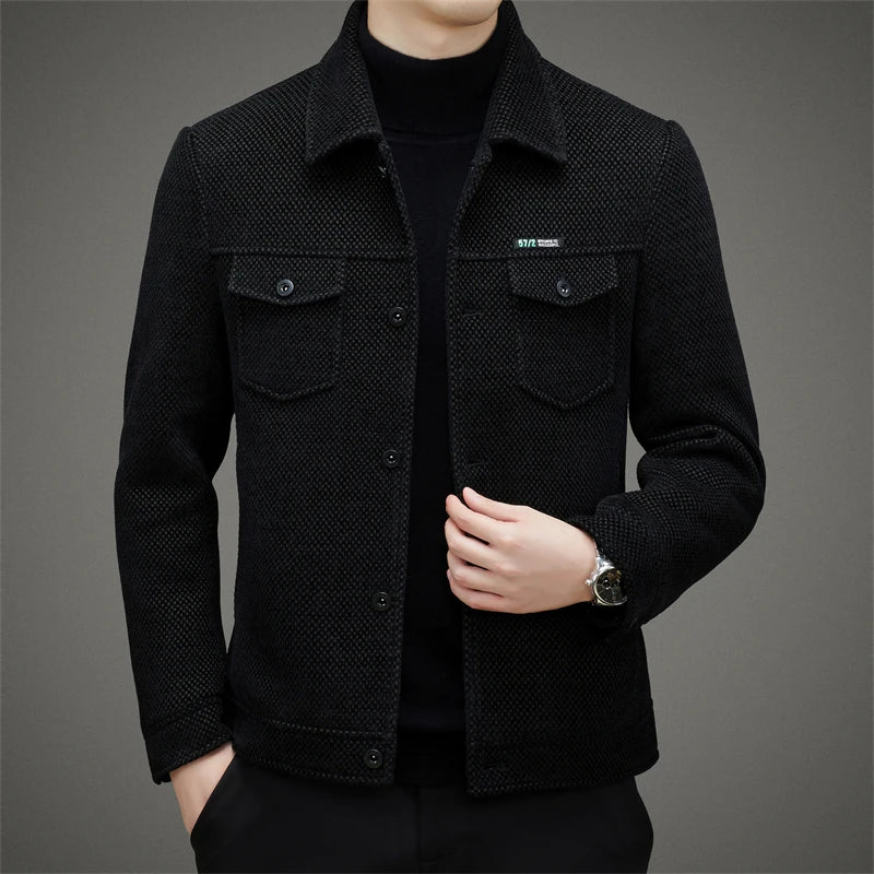 Men's Thick Casual Coat High Quality Lapel Trend Spring Autumn Jacket 2025 New Middle-aged Dad Wear Top All