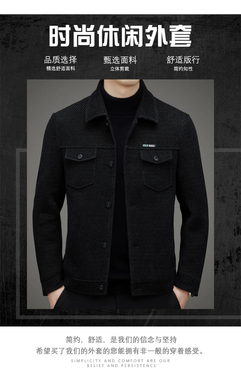 Men's Thick Casual Coat High Quality Lapel Trend Spring Autumn Jacket 2025 New Middle-aged Dad Wear Top All