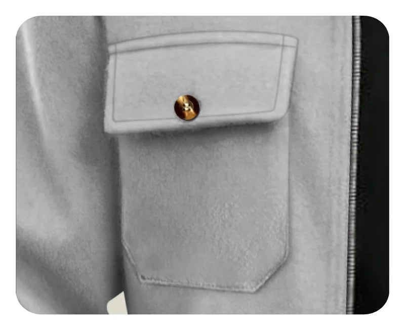 Polyester Brushed Short Jacket for Men, Lapel Button-Down Pocket Coat, Comfortable Casual Autumn Winter Office Business Wear