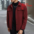 Polyester Brushed Short Jacket for Men, Lapel Button-Down Pocket Coat, Comfortable Casual Autumn Winter Office Business Wear