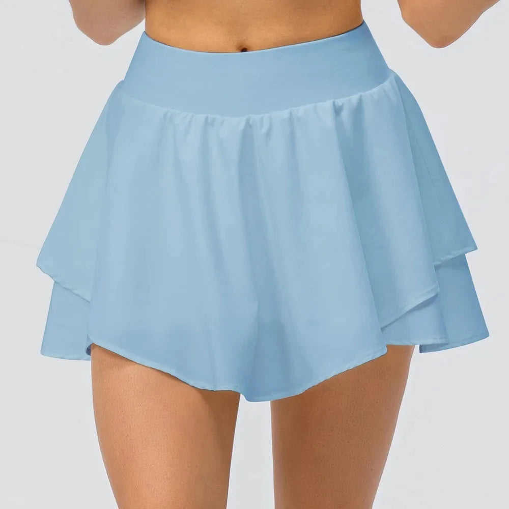Women's Sporty Tennis Skirt Dance Cover up Fitness Running Short Skirt Breathable Anti Light Naked Sensation Half Body Skirt