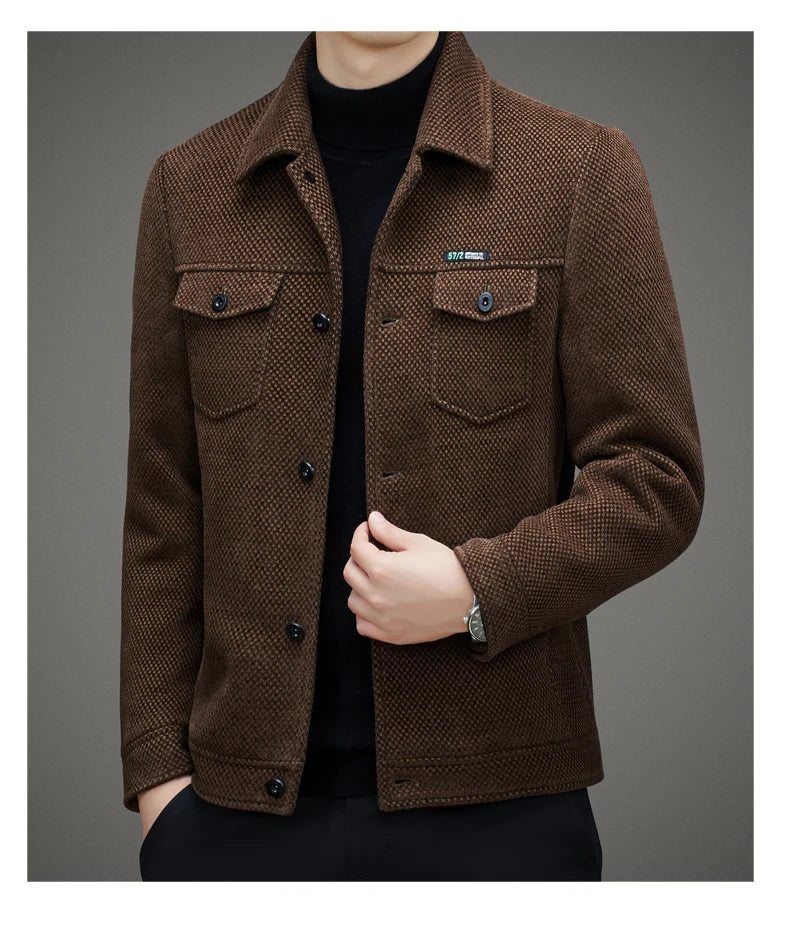 Men's Thick Casual Coat High Quality Lapel Trend Spring Autumn Jacket 2025 New Middle-aged Dad Wear Top All